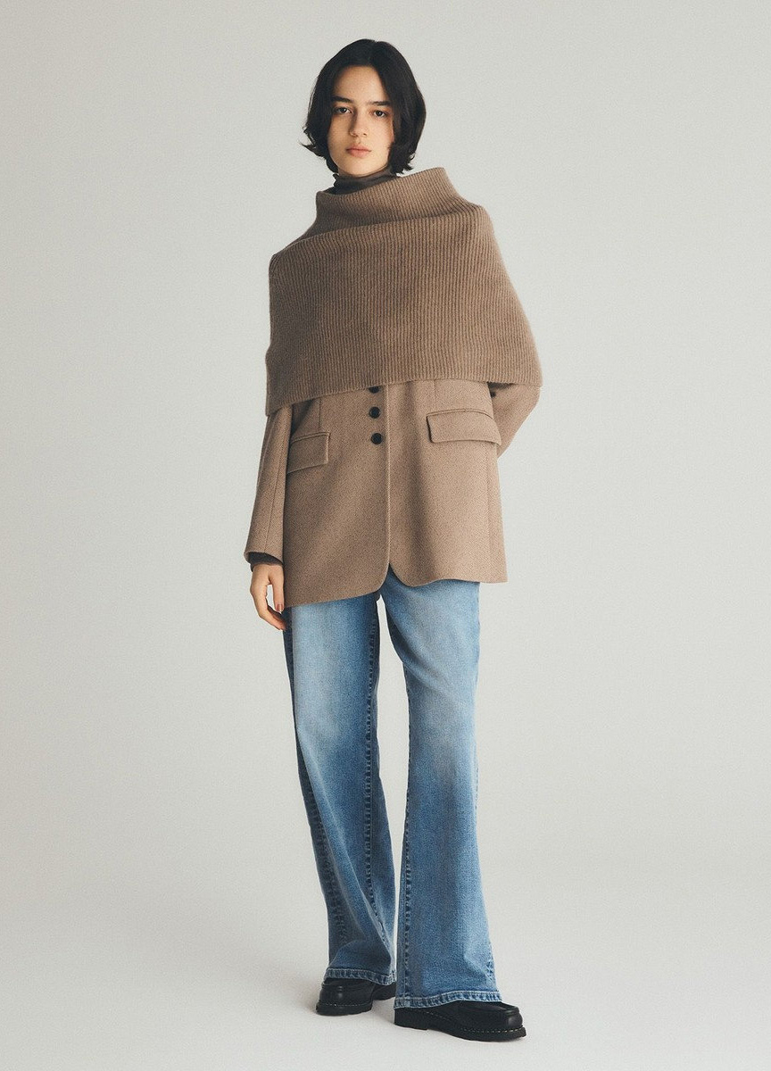 環紋紗粗花呢外套